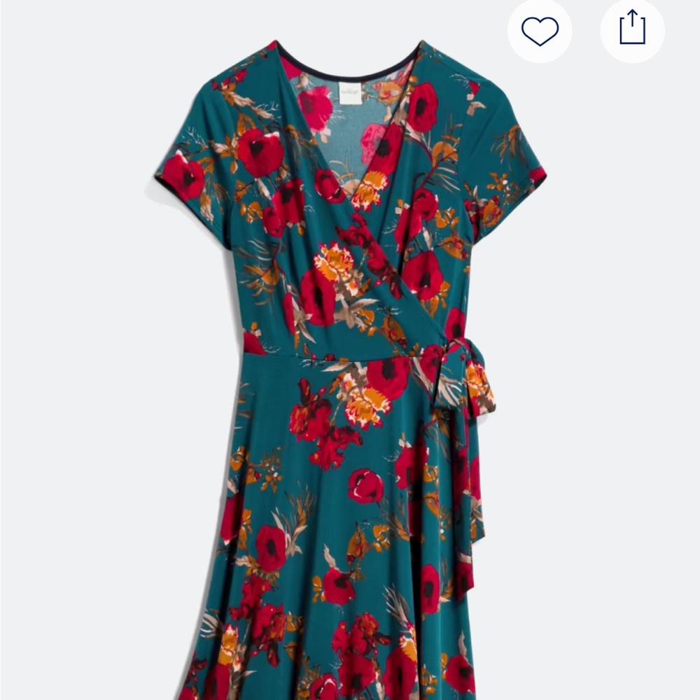 Kaileigh Red and Blue Faux Wrap Floral Dress